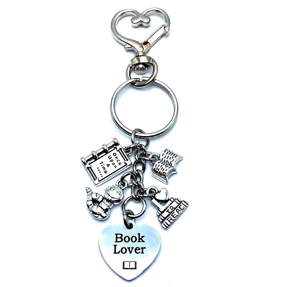 Book Lover Keychain Bag Charm Book Club Avid Read May Be Personalized - Picture 1 of 8